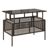 vidaXL 4-delige Loungeset met kussens poly rattan en glas zwart