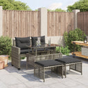 vidaXL 4-delige Loungeset met kussens poly rattan en glas zwart