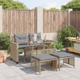 vidaXL 4-delige Loungeset met kussens poly rattan en glas zwart