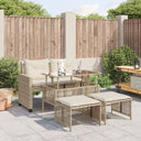 vidaXL 4-delige Loungeset met kussens poly rattan en glas zwart