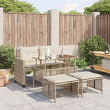 vidaXL 4-delige Loungeset met kussens poly rattan en glas zwart