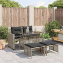 vidaXL 4-delige Loungeset met kussens poly rattan en glas zwart