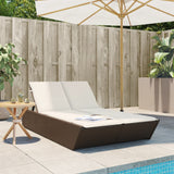 vidaXL 2-Seater Sun Lounger with Cushions Poly Rattan Black
