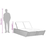 vidaXL 2-Seater Sun Lounger with Cushions Poly Rattan Black
