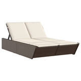 vidaXL 2-Seater Sun Lounger with Cushions Poly Rattan Black