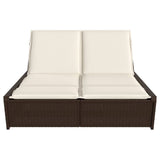 vidaXL 2-Seater Sun Lounger with Cushions Poly Rattan Black