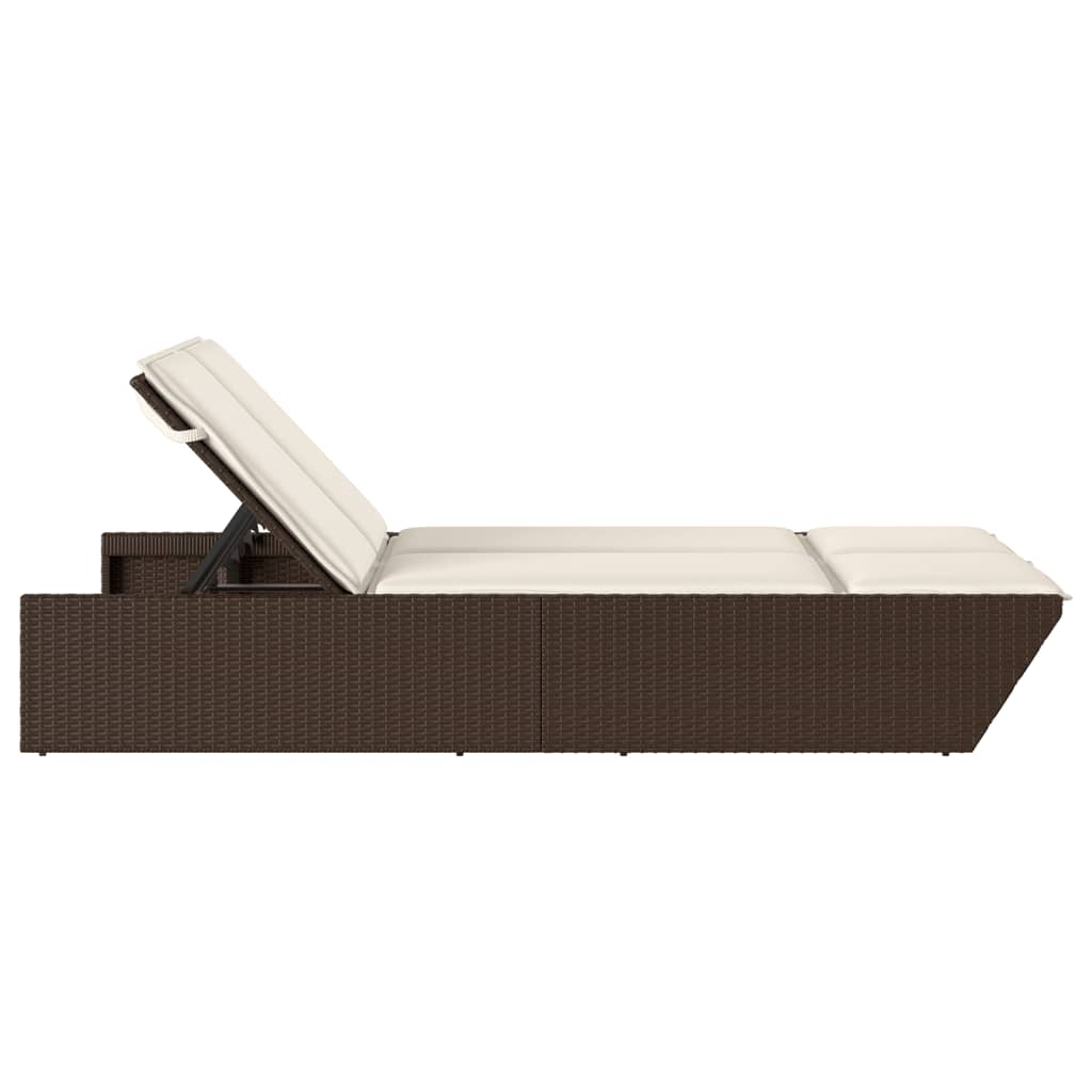 vidaXL 2-Seater Sun Lounger with Cushions Poly Rattan Black