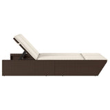 vidaXL 2-Seater Sun Lounger with Cushions Poly Rattan Black