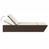 vidaXL 2-Seater Sun Lounger with Cushions Poly Rattan Black