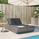vidaXL 2-Seater Sun Lounger with Cushions Poly Rattan Black