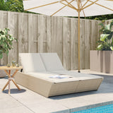 vidaXL 2-Seater Sun Lounger with Cushions Poly Rattan Black