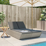 vidaXL 2-Seater Sun Lounger with Cushions Poly Rattan Black