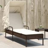 vidaXL Ligbed met luifel poly rattan zwart