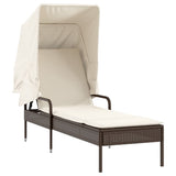 vidaXL Ligbed met luifel poly rattan zwart