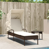 vidaXL Ligbed met luifel poly rattan zwart