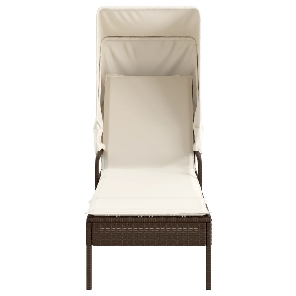 vidaXL Ligbed met luifel poly rattan zwart