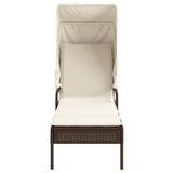 vidaXL Ligbed met luifel poly rattan zwart