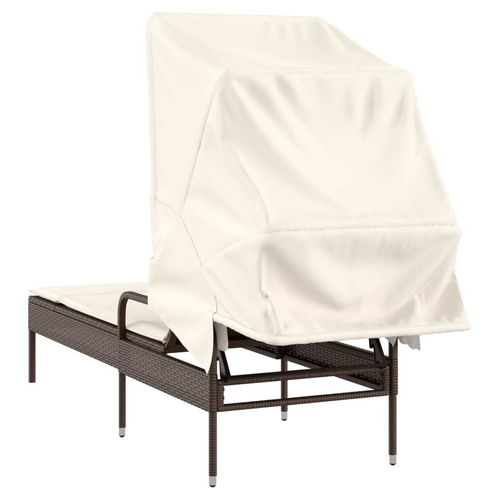 vidaXL Ligbed met luifel poly rattan zwart