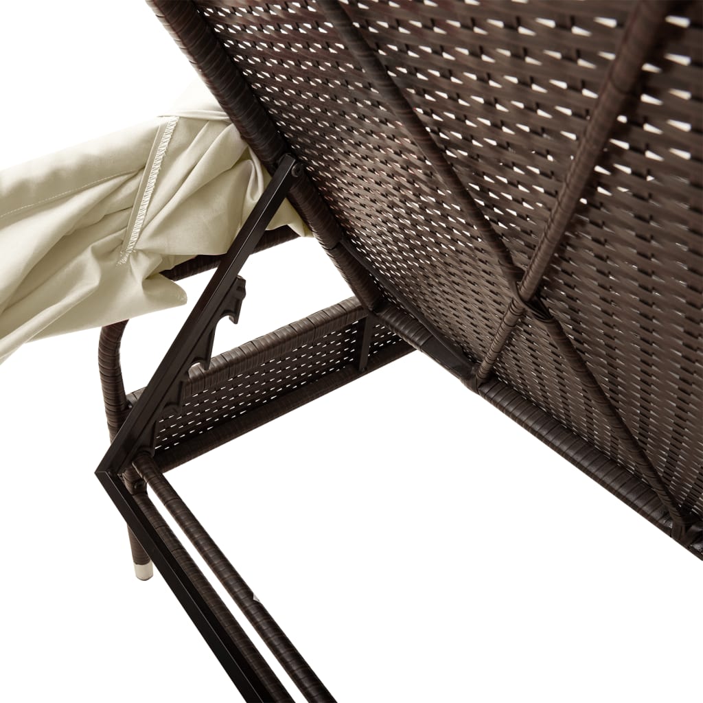 vidaXL Ligbed met luifel poly rattan zwart