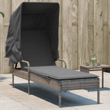 vidaXL Ligbed met luifel poly rattan zwart