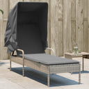 vidaXL Ligbed met luifel poly rattan zwart