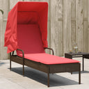vidaXL Ligstoel met luifel bruin poly rattan