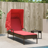 vidaXL Ligstoel met luifel bruin poly rattan