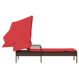 vidaXL Ligstoel met luifel bruin poly rattan