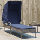 vidaXL Ligstoel met luifel bruin poly rattan