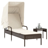 vidaXL Ligbed met luifel poly rattan zwart