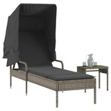 vidaXL Ligbed met luifel poly rattan zwart
