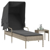 vidaXL Ligbed met luifel poly rattan zwart