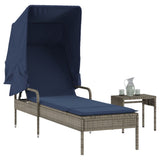 vidaXL Ligstoel met luifel bruin poly rattan