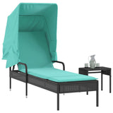 vidaXL Ligstoel met luifel bruin poly rattan