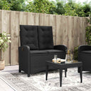 vidaXL Adjustable Garden Sofa with Cushions Poly Rattan Black