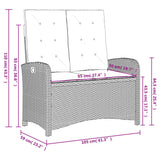 vidaXL Adjustable Garden Sofa with Cushions Poly Rattan Black