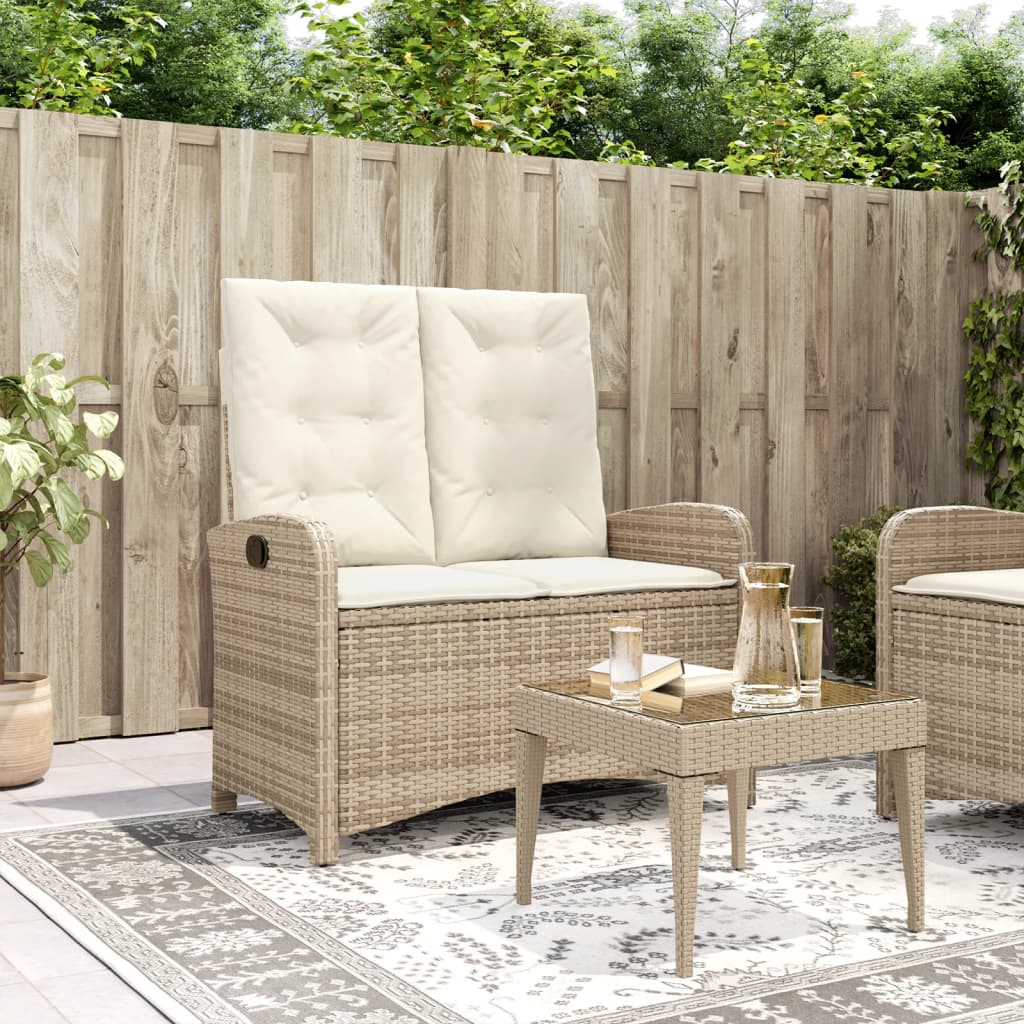 vidaXL Adjustable Garden Sofa with Cushions Poly Rattan Black