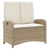vidaXL Adjustable Garden Sofa with Cushions Poly Rattan Black