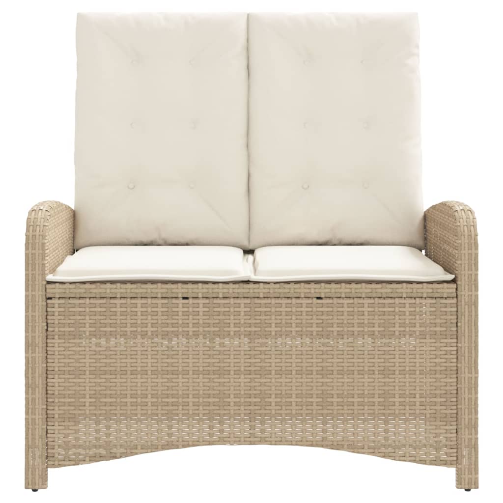 vidaXL Adjustable Garden Sofa with Cushions Poly Rattan Black
