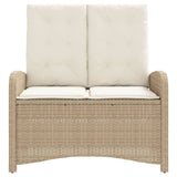 vidaXL Adjustable Garden Sofa with Cushions Poly Rattan Black