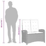 vidaXL Adjustable Garden Sofa with Cushions Poly Rattan Black