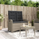 vidaXL Adjustable Garden Sofa with Cushions Poly Rattan Black