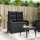 vidaXL Adjustable Garden Sofa with Cushions Poly Rattan Black