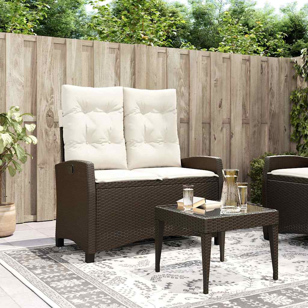 vidaXL Adjustable Garden Sofa with Cushions Poly Rattan Black