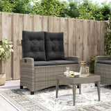 vidaXL Adjustable Garden Sofa with Cushions Poly Rattan Black