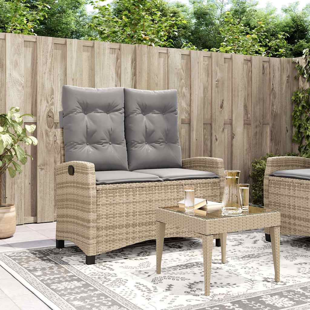 vidaXL Adjustable Garden Sofa with Cushions Poly Rattan Black