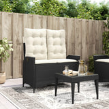 vidaXL Adjustable Garden Sofa with Cushions Poly Rattan Black