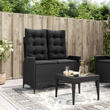 vidaXL Adjustable Garden Sofa with Cushions Poly Rattan Black