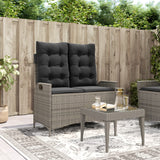 vidaXL Adjustable Garden Sofa with Cushions Poly Rattan Black