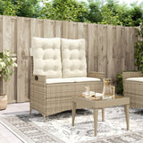 vidaXL Adjustable Garden Sofa with Cushions Poly Rattan Black
